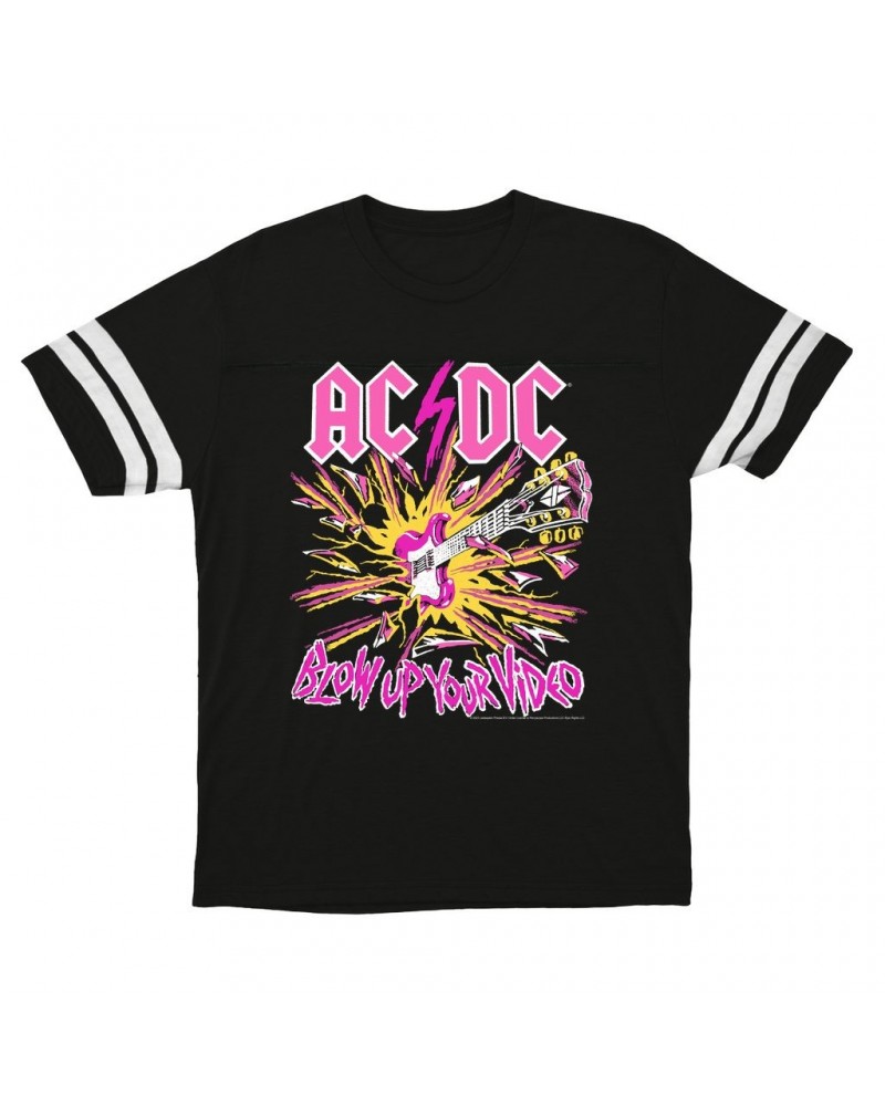 AC/DC T-Shirt | Blow Up Your Video Neon Design Football Shirt $15.49 Shirts