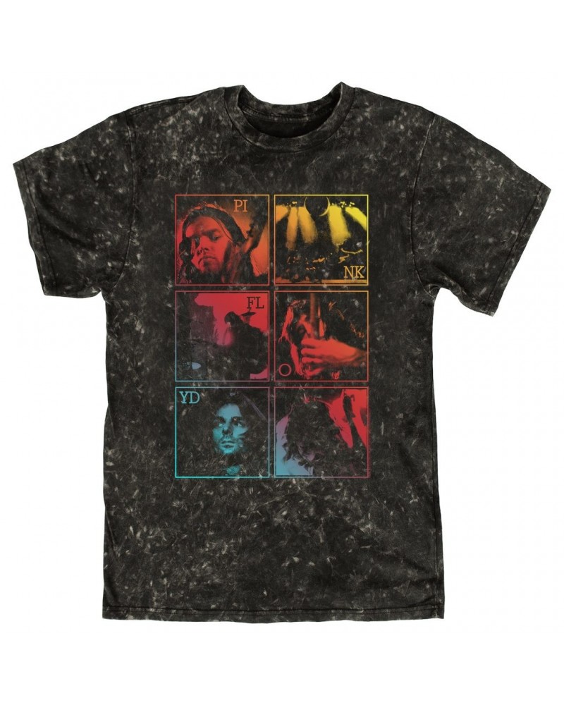 AC/DC Pink Floyd T-shirt | Dark Side Of The Moon Live Group Ombre Image Pink Floyd Mineral Wash Shirt $14.38 Shirts