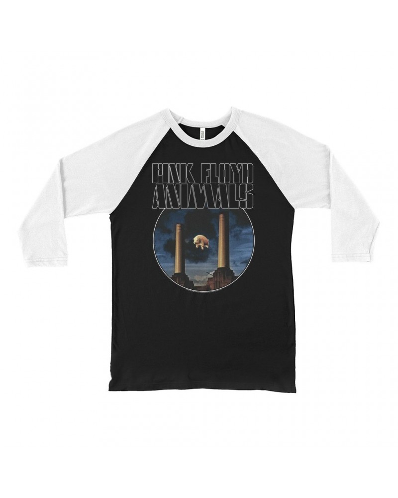 Pink Floyd 3/4 Sleeve Baseball Tee | Animals Album Blue Image Shirt $13.48 Shirts