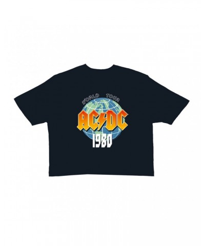 AC/DC Ladies' Crop Tee | 1980 Globe World Tour Crop T-shirt $9.70 Shirts