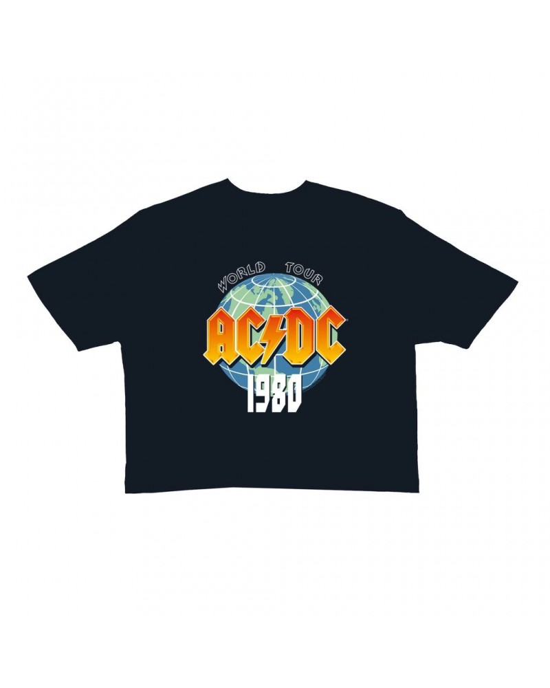 AC/DC Ladies' Crop Tee | 1980 Globe World Tour Crop T-shirt $9.70 Shirts