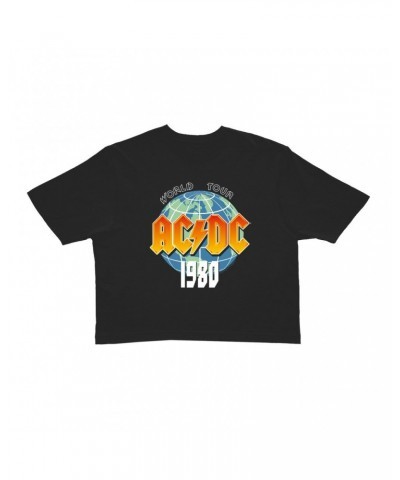 AC/DC Ladies' Crop Tee | 1980 Globe World Tour Crop T-shirt $9.70 Shirts