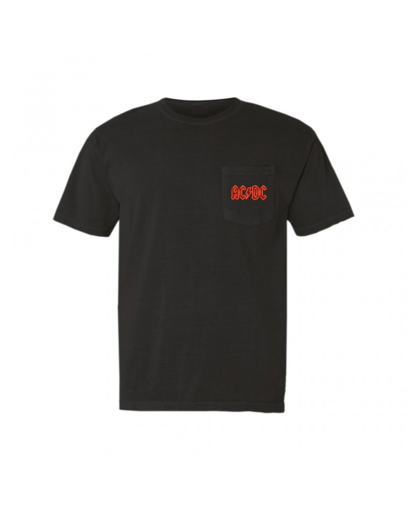 AC/DC T-Shirt | Neon Lights Logo Pocket T-shirt $9.58 Shirts