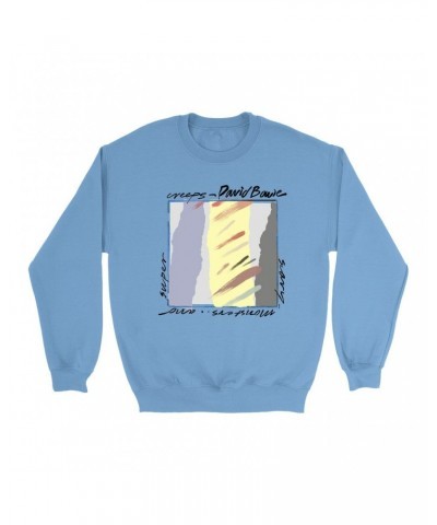 David Bowie Bright Colored Sweatshirt | Neutral Tone Scary Monsters Album Design Sweatshirt $12.23 Sweatshirts