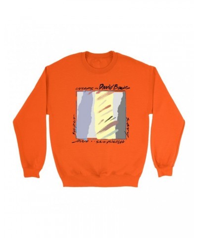 David Bowie Bright Colored Sweatshirt | Neutral Tone Scary Monsters Album Design Sweatshirt $12.23 Sweatshirts