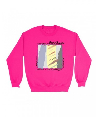 David Bowie Bright Colored Sweatshirt | Neutral Tone Scary Monsters Album Design Sweatshirt $12.23 Sweatshirts