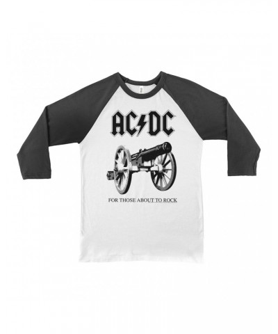 AC/DC 3/4 Sleeve Baseball Tee | For Those About To Rock Cannon Black Image Shirt $10.78 Shirts