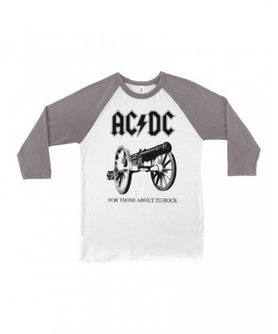 AC/DC 3/4 Sleeve Baseball Tee | For Those About To Rock Cannon Black Image Shirt $10.78 Shirts