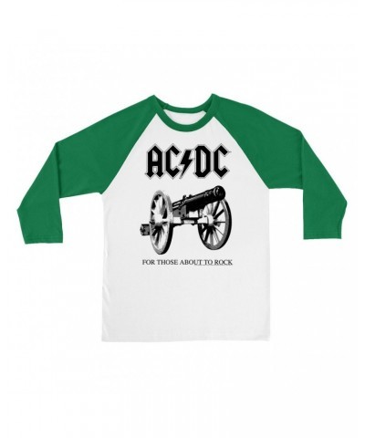 AC/DC 3/4 Sleeve Baseball Tee | For Those About To Rock Cannon Black Image Shirt $10.78 Shirts