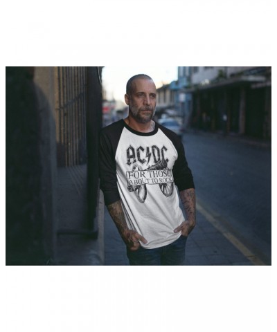 AC/DC 3/4 Sleeve Baseball Tee | For Those About To Rock Cannon Black Image Shirt $10.78 Shirts