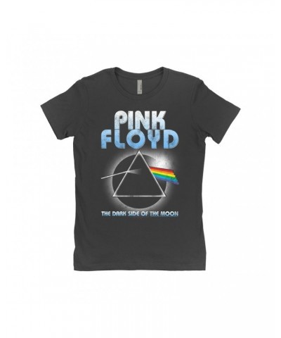 Pink Floyd Ladies' Boyfriend T-Shirt | Blue Retro Dark Side Of The Moon Design Distressed Shirt $10.48 Shirts