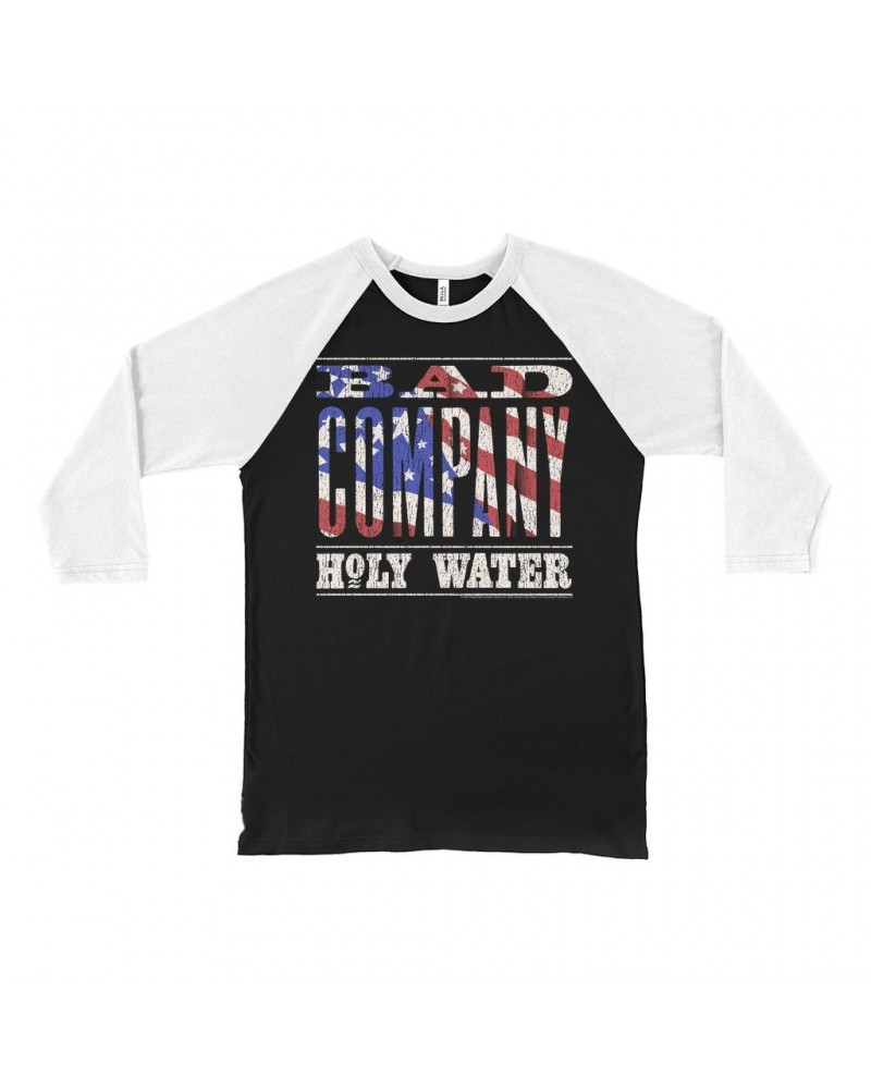 Bad Company 3/4 Sleeve Baseball Tee | Patriotic Holy Water Design Shirt $13.48 Shirts