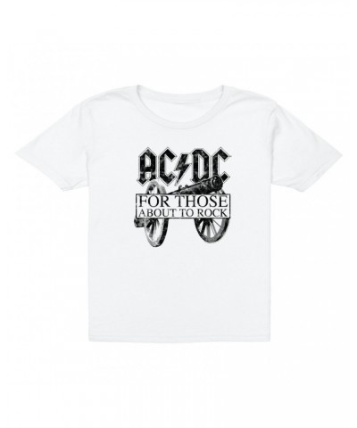 AC/DC Kids T-Shirt | For Those About To Rock Black Cannon Image Distressed Kids T-Shirt $12.23 Kids