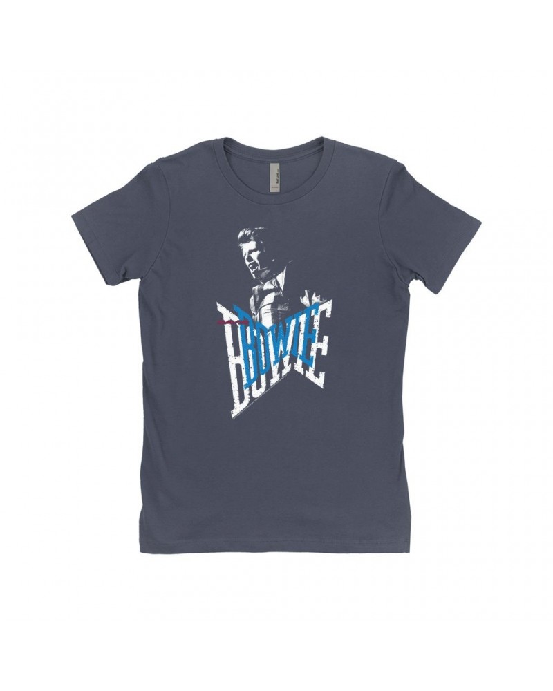 David Bowie Ladies' Boyfriend T-Shirt | Bowie On Stage Logo Design Shirt $8.98 Shirts