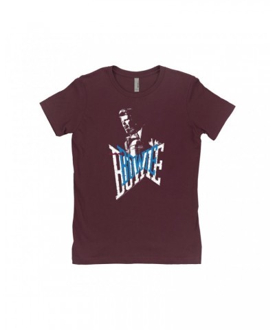 David Bowie Ladies' Boyfriend T-Shirt | Bowie On Stage Logo Design Shirt $8.98 Shirts