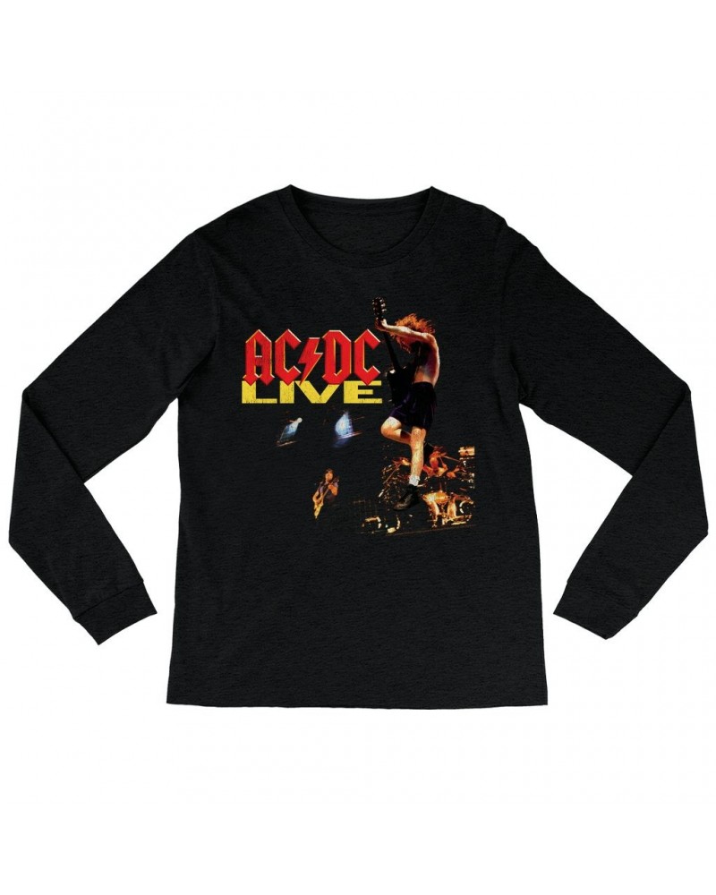 AC/DC Heather Long Sleeve Shirt | Live On Stage Design Distressed Shirt $10.18 Shirts