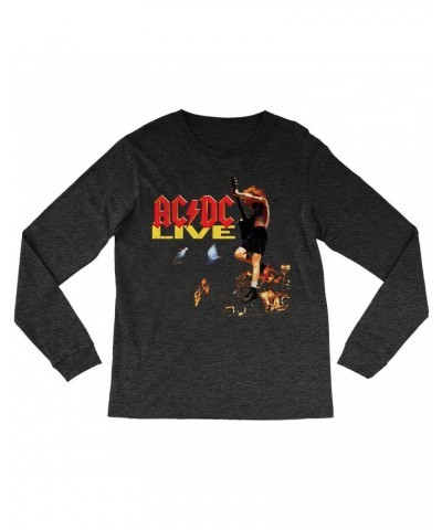 AC/DC Heather Long Sleeve Shirt | Live On Stage Design Distressed Shirt $10.18 Shirts