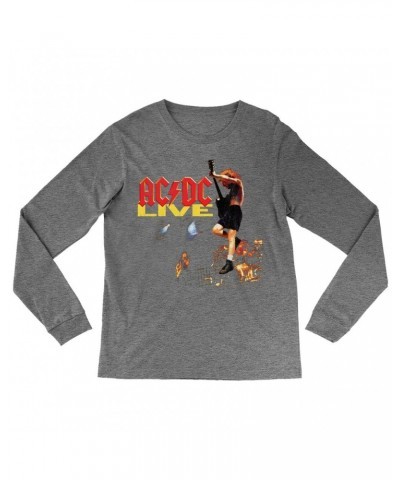 AC/DC Heather Long Sleeve Shirt | Live On Stage Design Distressed Shirt $10.18 Shirts