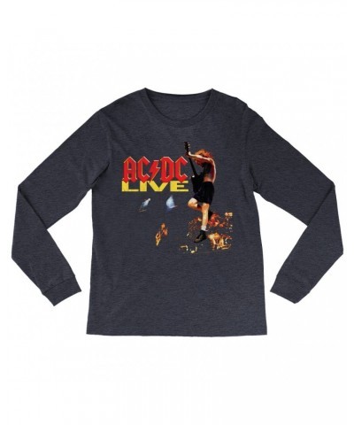 AC/DC Heather Long Sleeve Shirt | Live On Stage Design Distressed Shirt $10.18 Shirts