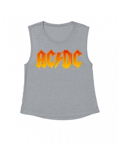 AC/DC Ladies' Muscle Tank Top | Orange Yellow Gradient Logo Shirt $16.48 Shirts