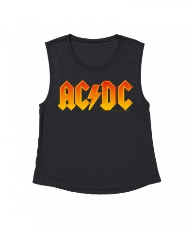 AC/DC Ladies' Muscle Tank Top | Orange Yellow Gradient Logo Shirt $16.48 Shirts