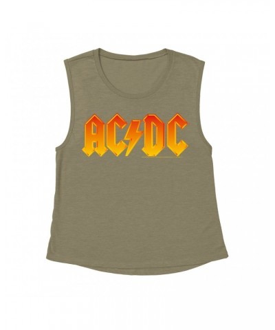 AC/DC Ladies' Muscle Tank Top | Orange Yellow Gradient Logo Shirt $16.48 Shirts