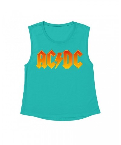 AC/DC Ladies' Muscle Tank Top | Orange Yellow Gradient Logo Shirt $16.48 Shirts