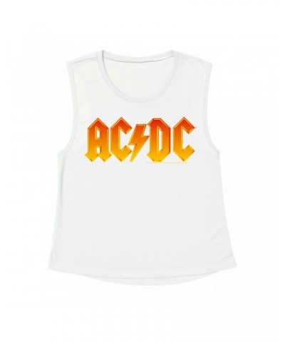 AC/DC Ladies' Muscle Tank Top | Orange Yellow Gradient Logo Shirt $16.48 Shirts