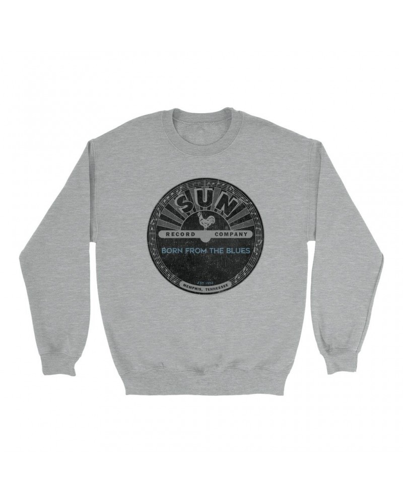 Sun Records Sweatshirt | Born From Blues Black Label Distressed Sweatshirt $16.08 Sweatshirts