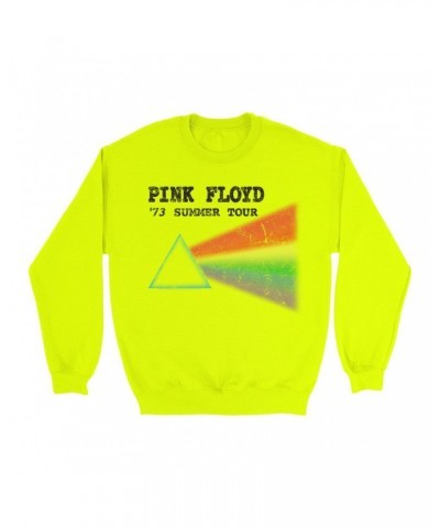 Pink Floyd Bright Colored Sweatshirt | Summer Tour '73 Distressed Sweatshirt $10.83 Sweatshirts