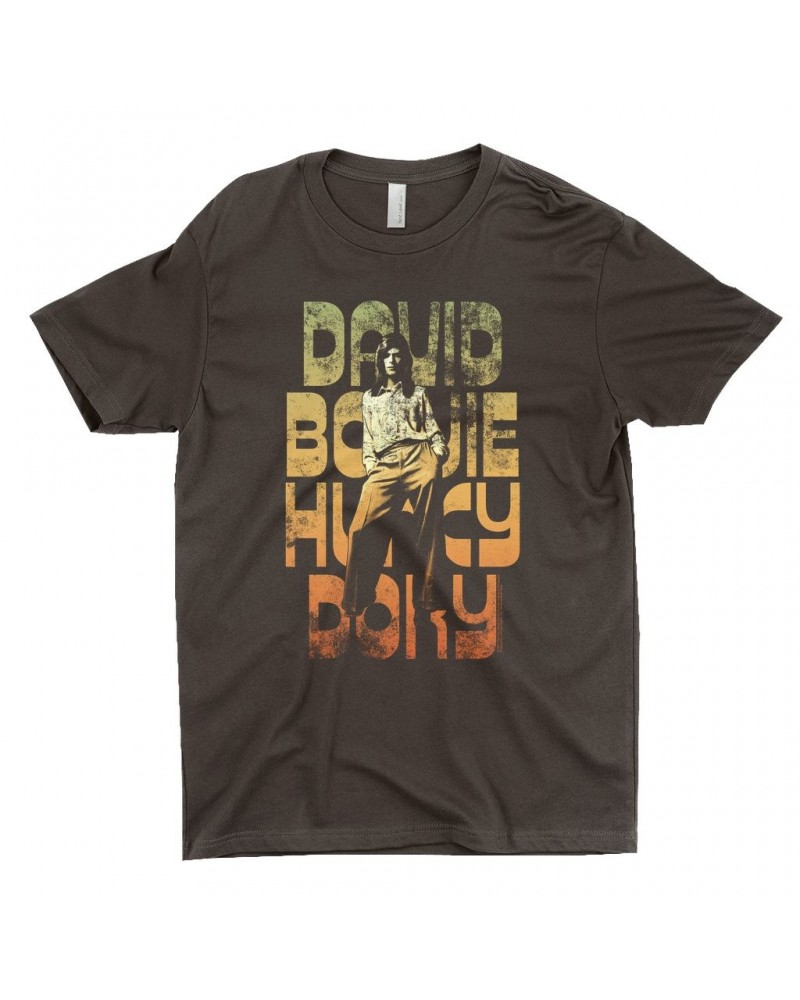 David Bowie T-Shirt | Hunky Dory Orange Ombre Design Distressed Shirt $11.48 Shirts