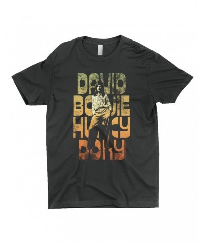 David Bowie T-Shirt | Hunky Dory Orange Ombre Design Distressed Shirt $11.48 Shirts