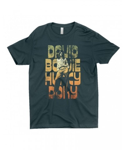 David Bowie T-Shirt | Hunky Dory Orange Ombre Design Distressed Shirt $11.48 Shirts