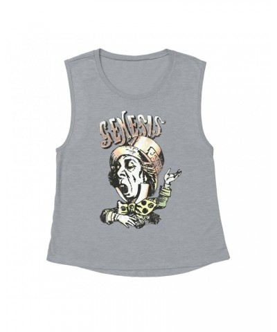 Genesis Ladies' Muscle Tank Top | Metallic Mad Hatter Image Shirt $11.53 Shirts