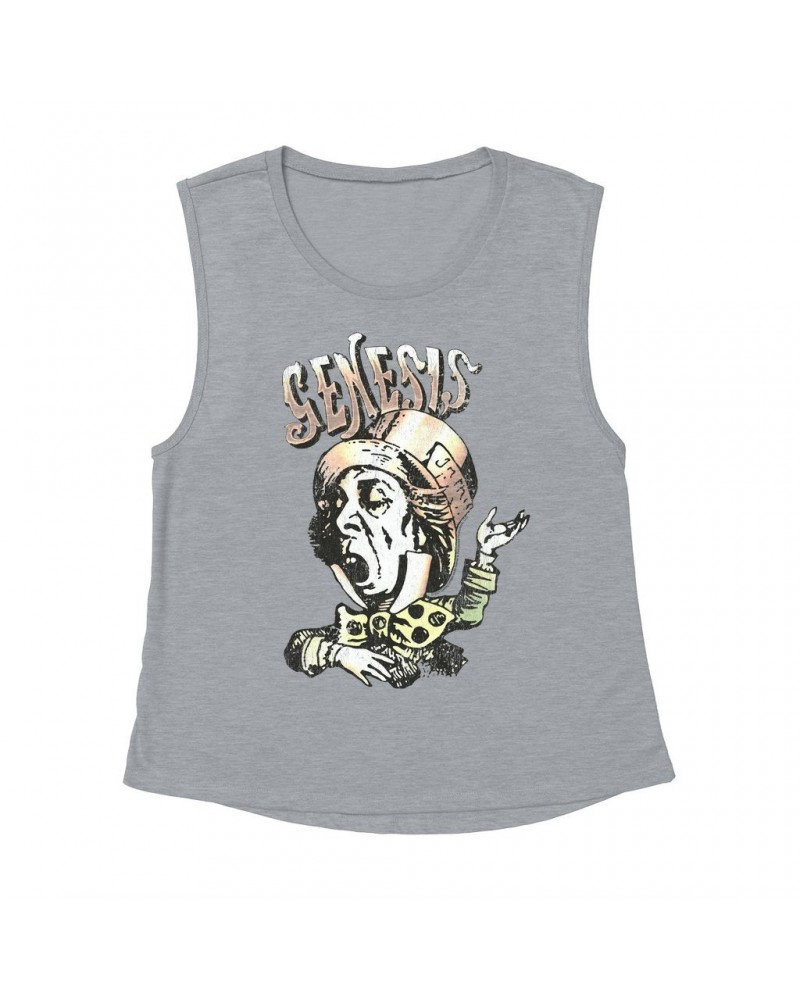 Genesis Ladies' Muscle Tank Top | Metallic Mad Hatter Image Shirt $11.53 Shirts