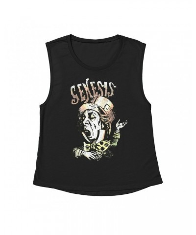 Genesis Ladies' Muscle Tank Top | Metallic Mad Hatter Image Shirt $11.53 Shirts