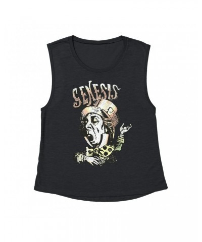 Genesis Ladies' Muscle Tank Top | Metallic Mad Hatter Image Shirt $11.53 Shirts