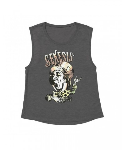 Genesis Ladies' Muscle Tank Top | Metallic Mad Hatter Image Shirt $11.53 Shirts