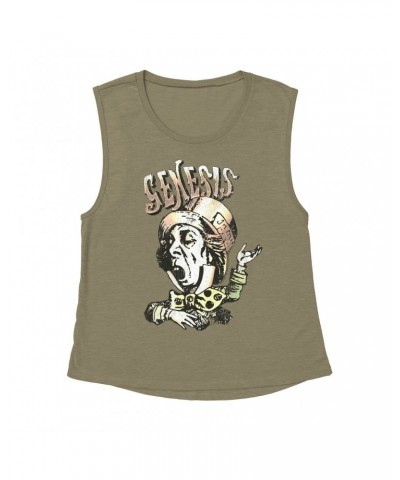 Genesis Ladies' Muscle Tank Top | Metallic Mad Hatter Image Shirt $11.53 Shirts