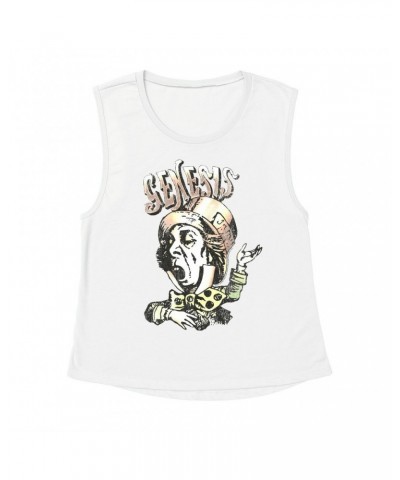 Genesis Ladies' Muscle Tank Top | Metallic Mad Hatter Image Shirt $11.53 Shirts