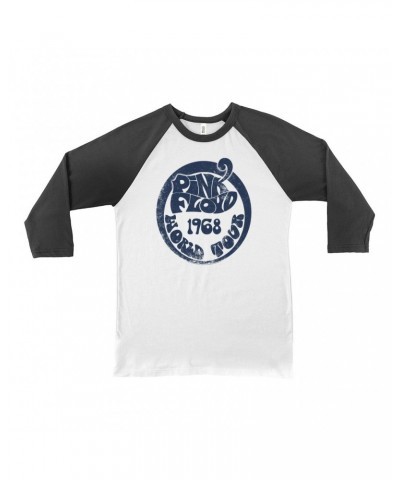 Pink Floyd 3/4 Sleeve Baseball Tee | Groovy 1968 World Tour Design Distressed Shirt $10.78 Shirts