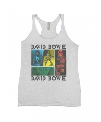 David Bowie Ladies' Tank Top | Bowie Colorful Photo Collage Shirt $11.29 Shirts