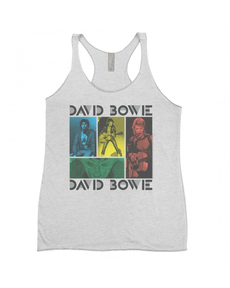 David Bowie Ladies' Tank Top | Bowie Colorful Photo Collage Shirt $11.29 Shirts