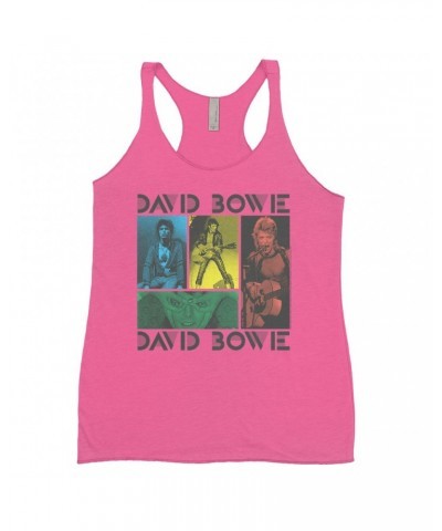 David Bowie Ladies' Tank Top | Bowie Colorful Photo Collage Shirt $11.29 Shirts