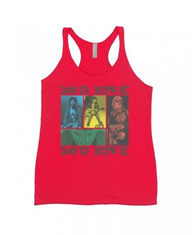 David Bowie Ladies' Tank Top | Bowie Colorful Photo Collage Shirt $11.29 Shirts