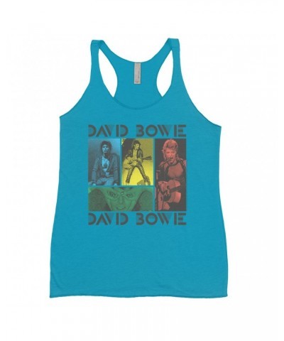 David Bowie Ladies' Tank Top | Bowie Colorful Photo Collage Shirt $11.29 Shirts