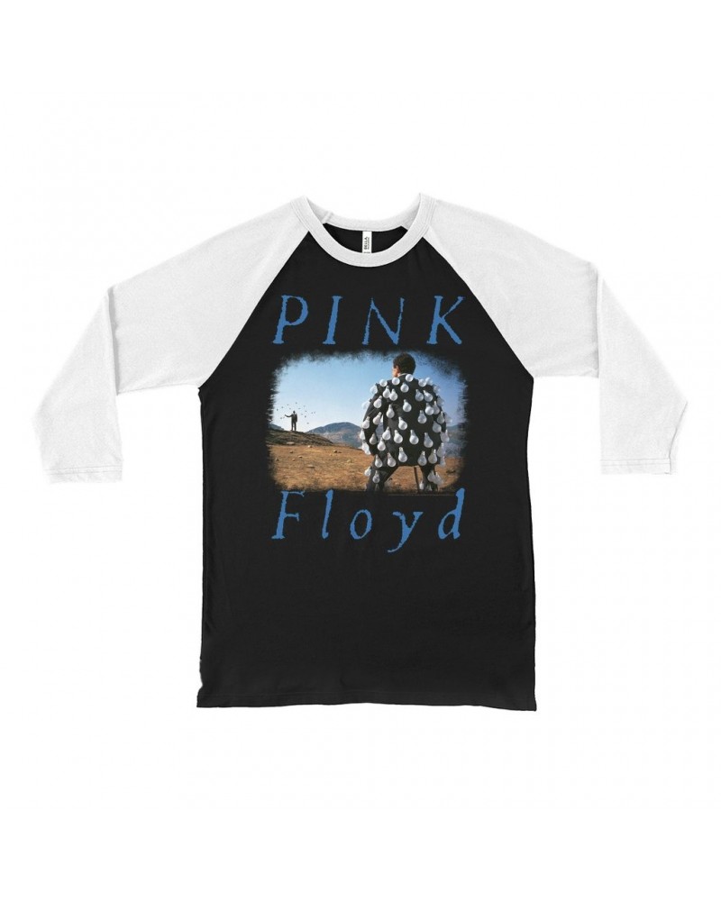 Pink Floyd 3/4 Sleeve Baseball Tee | Delicate Sound Of Thunder Album Design Distressed Shirt $11.38 Shirts