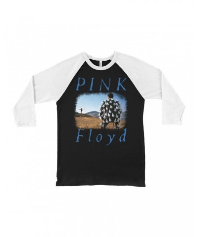 Pink Floyd 3/4 Sleeve Baseball Tee | Delicate Sound Of Thunder Album Design Distressed Shirt $11.38 Shirts