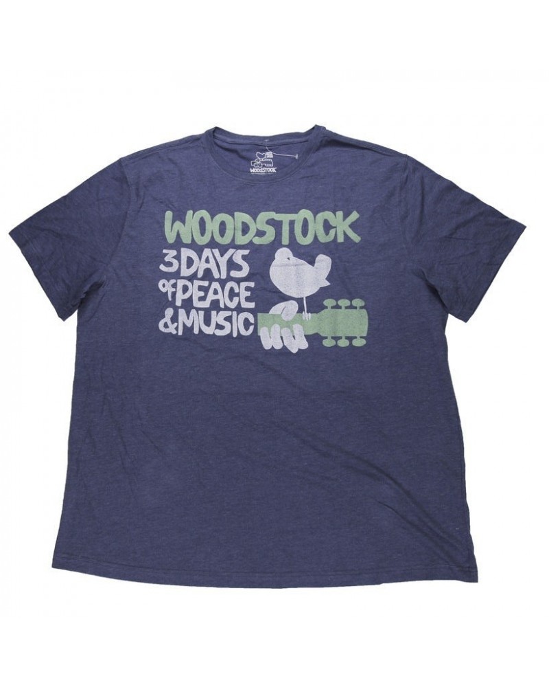 Woodstock Heather Blue Men's Dove and Guitar Logo Tee $8.08 Shirts