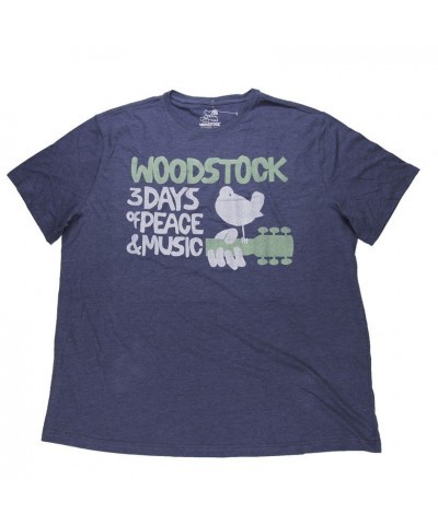 Woodstock Heather Blue Men's Dove and Guitar Logo Tee $8.08 Shirts